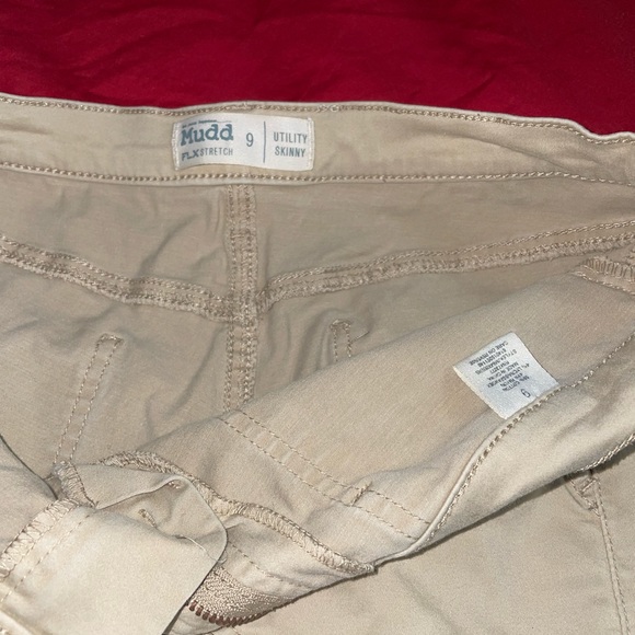 Mudd khaki shinny pants with zippers - Picture 3 of 4